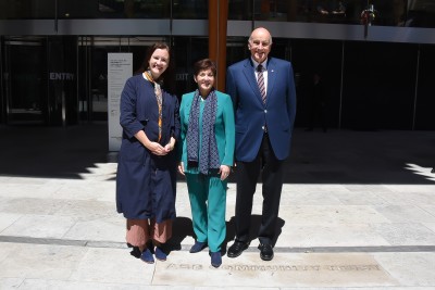 Image of Dame Patsy and Sir David with Auckland Art Gallery Director, Kirsten Paisley 