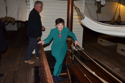 Image of Dame Patsy heading even further below deck