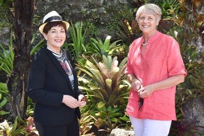 Image of Dame Patsy with Isla McGowan of the Auckland Branch of the Bromeliad Society of NZ