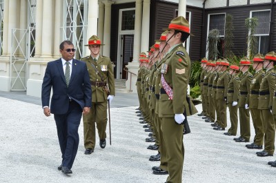 HE Dr Abdulla Mausoom inspecting the Guard of Honour
