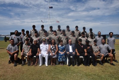Their Excellencies with Rear Admiral Proctor and staff and cadets of the Academy