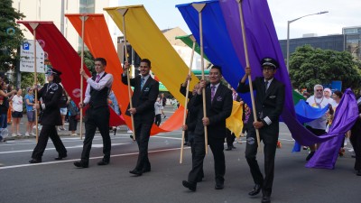 Air New Zealand crew in the Pride Parade 