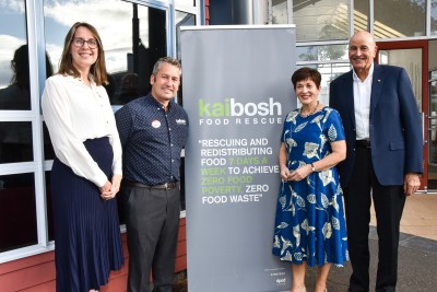 Dame Patsy and Sir David with Matt Dagger, General Manager of Kaibosh and Kathryn Robinson, Chair of Kaibosh