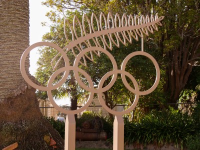 Image of Olympic Rings at NZOC offices in Auckland
