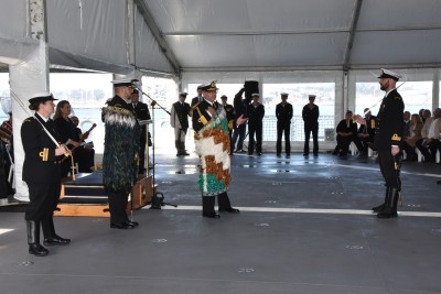 Image of the commissioning ceremony for the HMNZS Aotearoa