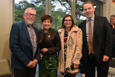 Dame Patsy Reddy and guests enjoy the McCahon reception