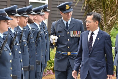 HE Mr Sang-jin Lee inspects the guard