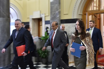 Image of Prime Minister Jacinda Ardern heading to the Debating Chamber