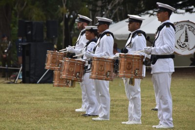 Drummers in the Navy Band being playing
