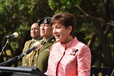 Dame Patsy speaking at the Waitangi Day Garden Reception