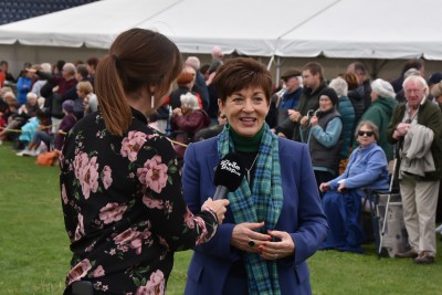 Image of Dame Patsy being interviewed for the competition livestream