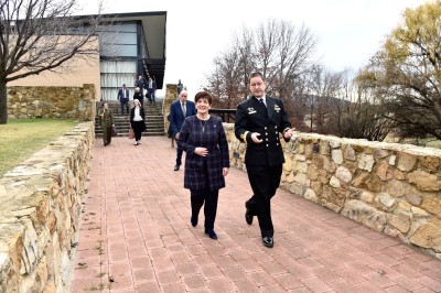 Image of Commodore Peter Leavy, Acting Commander of the Australian Defence College with Dame Patsy