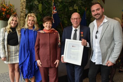 Dame Patsy Reddy with Jim Boult and family