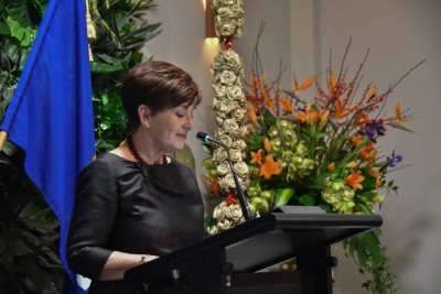 Dame Patsy Reddy speaks at a lectern