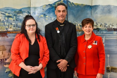 Dame Patsy with Finekata Moataane and his partner