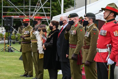 Dame Cindy Kiro and Dr Richard Davies with Maj Gen John Boswell, Col Trevor Walker and Lt Col Grant Scobie