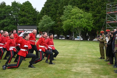 Officers performing a haka