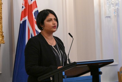 Hon Priyanca Radhakrishnan delivering the Prime Minister's message for Commonwealth Day