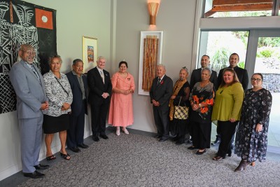 Dame Cindy Kiro, Dr Richard Davies and representatives from Ngāti Whātua Ōrākei