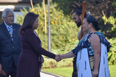HE Ms Marie Monty meeting members of the RNZN cultural party