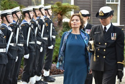 HE Ms Biljana Stefanovska-Sekovska inspects the Guard of Honour
