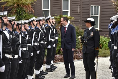 HE Mr Rade Stefanovic, Ambassador of the Republic of Serbia talking to a member of the Guard of Honour