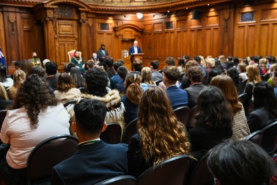 Youth MPs listening to the address of Matt Doocey, Opposition Spokesperson for Youth