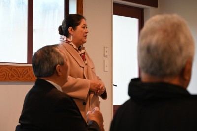 Dame Cindy Kiro speaking at Papatūānuku Kōkiri Marae