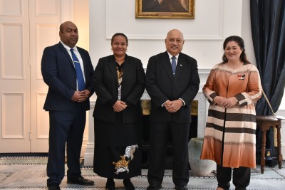 Dame Cindy with HE Mr Ratu Inoke Kubuabola, High Commissioner for the Republic of Fiji, and his diplomatic staff