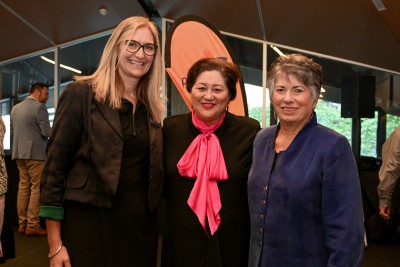 Dame Cindy Kiro with Amanda Malu and Dame Fran Wilde