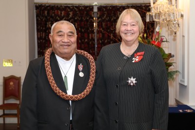 Dame Susan Glazebrook and Reverend Salafai Mika, of Auckland, QSM for services to church ministry and the Samoan community