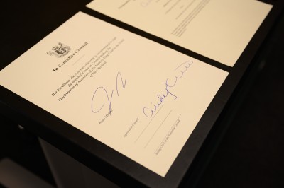 The Order of Council signed by the Prime Minister and Governor-General