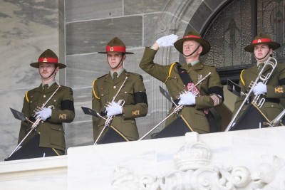 NZDF fanfare plays from the balcony at Parliament