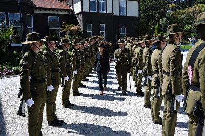 HE Nicole Menzenbach inspecting the Guard of Honour