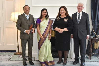 Dame Cindy and Dr Davies with HE Neeta Bhushan and Mr Mukesh Ghiya