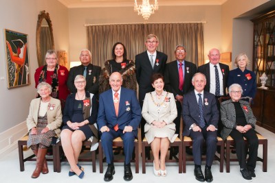 Image of recipients with Dame Patsy and Sir David following the ceremony