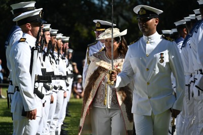 Dame Cindy inspecting the Guard of Honour at Waitangi