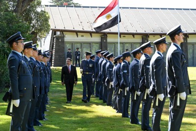 HE Mr George Azer Saleeb Tadros, Ambassador of the Arab Republic of Egypt inspecting the Guard of Honour