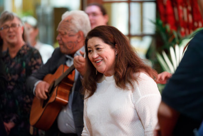 Dame Cindy and Joe Harawira lead a waiata