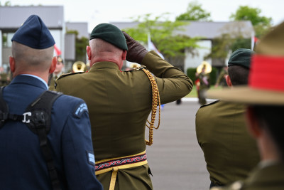 The new Colours being saluted as they are paraded for the first time