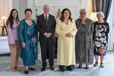 Dame Cindy and Dr Davies with the official party