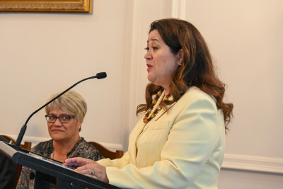 Dame Cindy delivering her speech