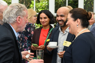 Dame Cindy in conversation with some of the volunteers