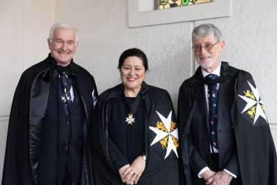 Dame Cindy and Dr Davies with John Whitehead