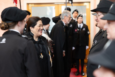 Dame Cindy arriving at the investiture
