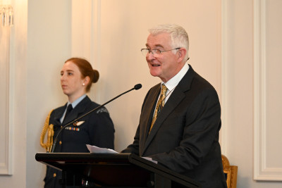 Dr Davies speaks at the reception