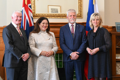 Dame Cindy and Dr Davies with President Petr Pavel and First Lady Madam Eva Pavlová 