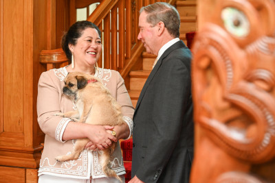 Dame Cindy and Ambassador Udall in conversation
