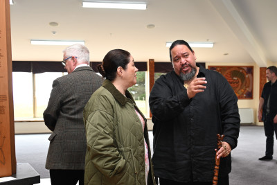 Dame Cindy with Ricki Hapi, Hokotehi Trust, at Kopinga Marae