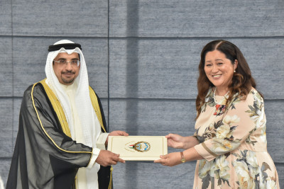 HE Sheikh Sabah Naser Humoud Almalik Alsabah and Dame Cindy Kiro
